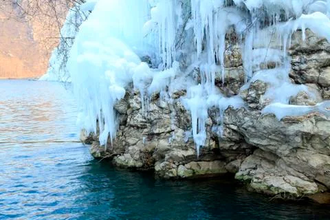 Ice waterfall Stock Photos