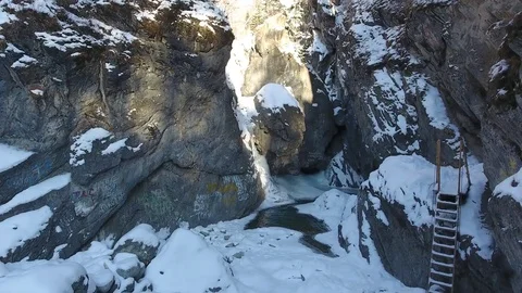 Ice waterwall in mountain Stock Footage 72305268