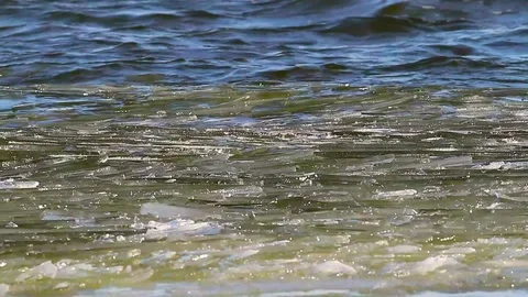 Ice waves on lake Stock Footage 70676027