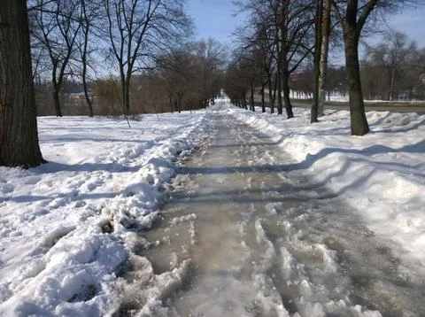 Ice on the way in the spring Foto stock