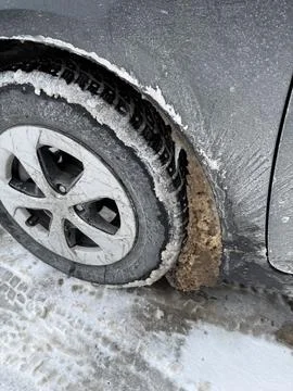 Ice in the wheelwell.o Stock Photos