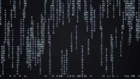 Ice white matrix code rain with falling glyphs digits letters and symbols on Vidéo 335185530