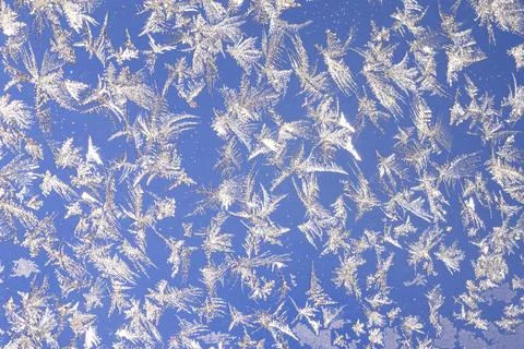 Ice on a window blue white 스톡 사진