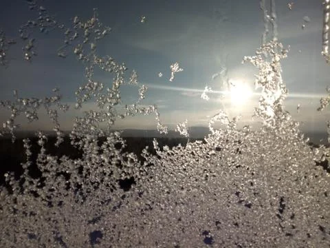 Ice on the window Stock Photos