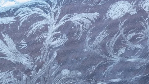 Ice on a window at sunrise, background Stock Footage 236196454