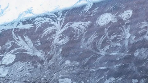 Ice on a window at sunrise, background Stock Footage 236196458