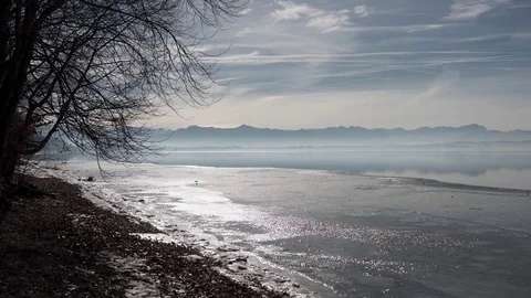 Ice on the winter lake 스톡 동영상 75608507