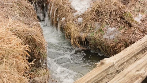 The Ice Winter Water Stream Stock Footage 103950518