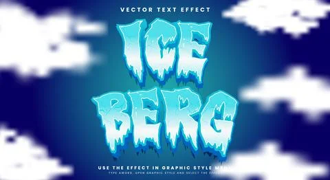 Iceberg 3d editable text effect template Stock Illustration