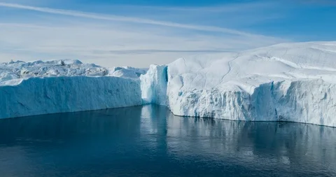 Iceberg aerial drone footage - giant icebergs in Disko Bay on greenland Stock Footage