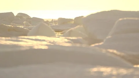 Iceberg and drifting ice in the sunset, North Pole Video stock 104954875