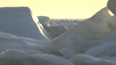 Iceberg and drifting ice in the sunset, North Pole Stock Footage 104954936