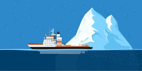 Iceberg and ship Stock Illustration