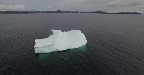 ICEBERG IN ATLANTIC OCEAN BY DRONE Stock Footage 90758940