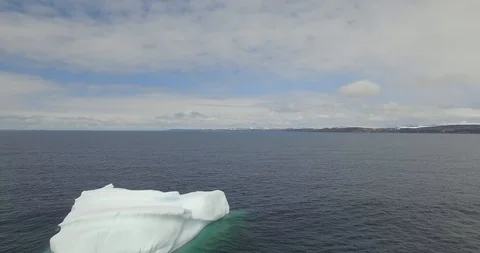 ICEBERG IN ATLANTIC OCEAN BY DRONE Stock Footage 90758952