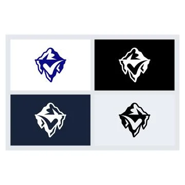 Iceberg Check Mark Logo Concept Design Set Stock Illustration