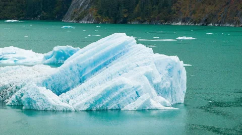 Iceberg Closeup Floating By in Tracy Arm Fjord of Alaska Stock Footage 61007468