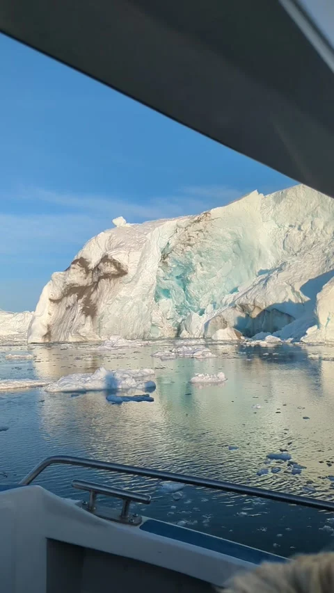 An Iceberg Collapsed in Greenland Causing a Heavy Wave, Ilulissat icefjord, Gree Stock Footage 340430561