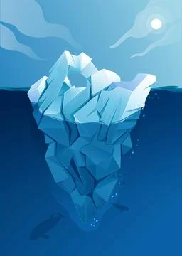 Iceberg Concept Metaphor for both visible and hidden aspects to Success - S.. Illustrazione stock