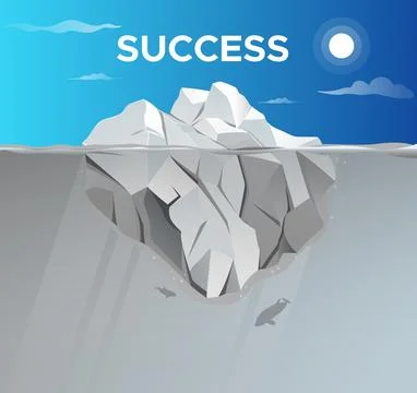Iceberg Concept Metaphor for both visible and hidden aspects to Success - S.. Stock Illustration