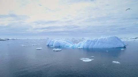 Iceberg float in clear water ocean aerial view Stock Footage 103184354