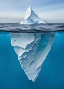 Iceberg floating in the ocean, both the tip and the submerged parts are visible. Stock Illustration