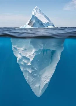 Iceberg floating in the ocean, both the tip and the submerged parts are visible. Stock Illustration