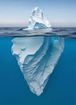 Iceberg floating in the ocean, both the tip and the submerged parts are visible. Stock Illustration