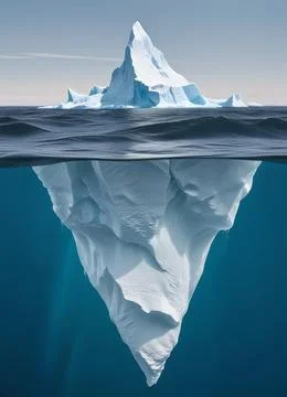 Iceberg floating in the ocean, both the tip and the submerged parts are visible. Stock Illustration
