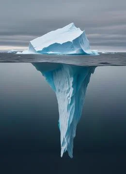 Iceberg floating in the ocean, both the tip and the submerged parts are visible. Stock Illustration