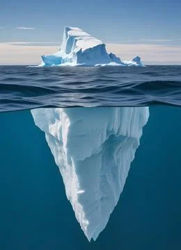 Iceberg floating in the ocean, both the tip and the submerged parts are visible. Stock Illustration