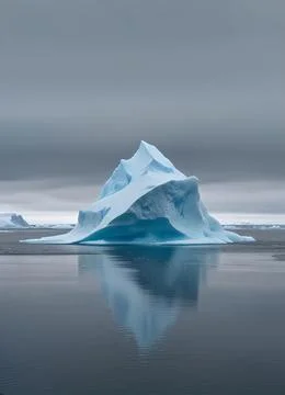 Iceberg floating in the ocean, both the tip and the submerged parts are visible. Stock Illustration