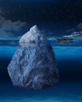 Iceberg floating in ocean Stock Illustration