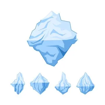 Iceberg floating in ocean water set Stock Illustration