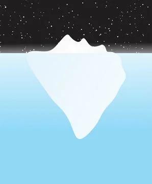 Iceberg floating on open ocean night star field sky vector drawing landscape Stock-Illustration