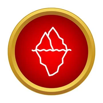 Iceberg floating warning icon in a red circle 스톡 일러스트