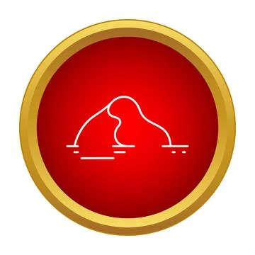 Iceberg floating on water in red button 스톡 일러스트