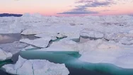 Iceberg From Glacier In Arctic Nature Landscape On Greenland - Aerial Video Stock Footage
