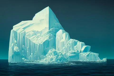 Iceberg. A huge block of ice floating across the ocean. Stock Illustration
