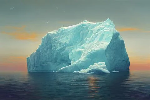 Iceberg. A huge block of ice floating across the ocean. Stock Illustration
