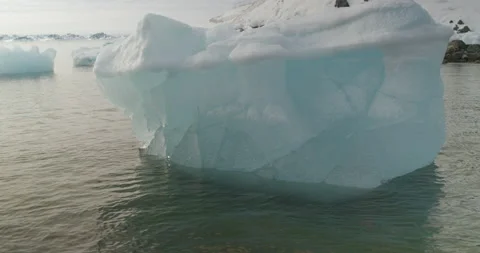 Iceberg ice block on shore Stock Footage 214414477