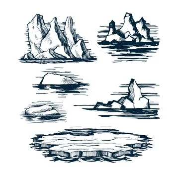 Iceberg ice blocks Stock Illustration