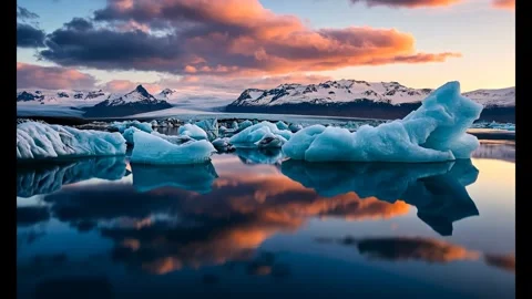 Iceberg at Iceland at evening 库存影片 290303145