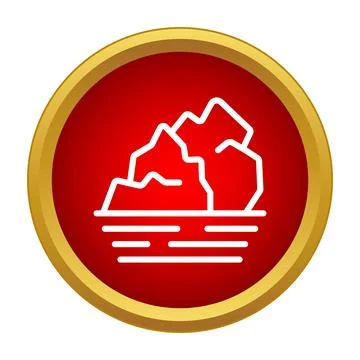 Iceberg icon floating in red circle golden frame Stock Illustration
