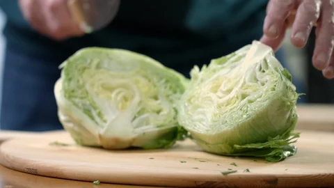 Iceberg lettuce chopped Stock Footage 88244812