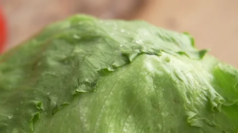 Iceberg Lettuce Texture Close-up. Stock Footage 256185851