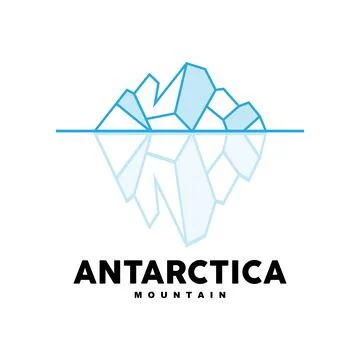 Iceberg Logo, Antarctic Mountains Vector In Ice Blue Color, Nature Design, .. Stock Illustration