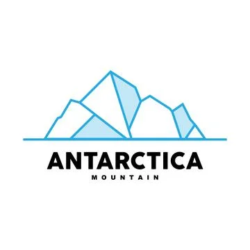 Iceberg Logo, Antarctic Mountains Vector In Ice Blue Color, Nature Design, .. Stock Illustration