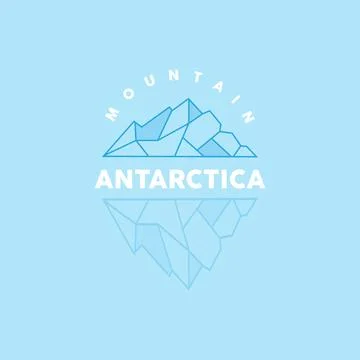 Iceberg Logo, Antarctic Mountains Vector In Ice Blue Color, Nature Design, .. Stock Illustration