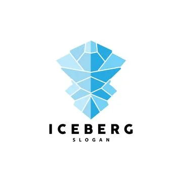 Iceberg Logo, Antarctic Mountains Vector In Ice Blue Color, Nature Design, .. Stock Illustration